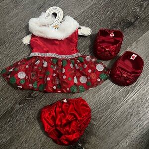 Build a bear holiday Christmas party dress outfit shoes
